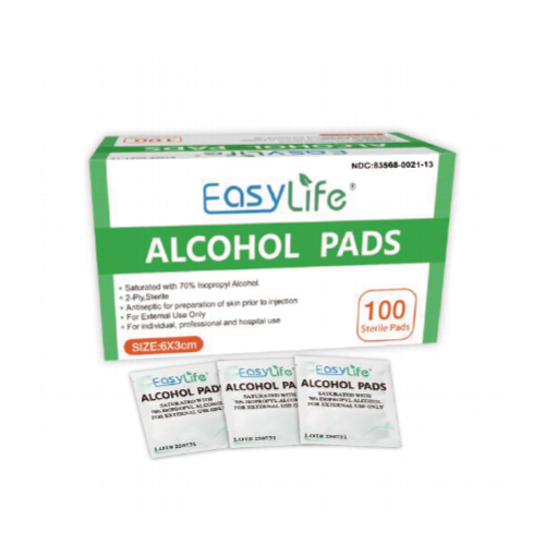 100 Pack Alcohol Prep Pads with 70% Isopropyl Alcohol
